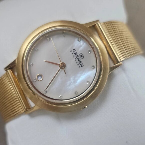 Grenen Denmark Women Wristwatch Mother of Pearl Face Date Calendar Wrist Watch main image 8